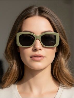 Faux designer CC sunglasses green olive and Gold triumph Sunglasses